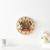 消防士兄弟時計 ラウンド壁時計 (ホーム)