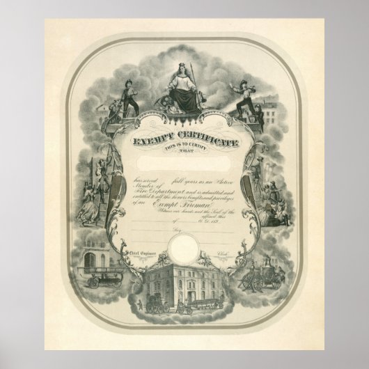 消防士免除証明書1898 ポスター (正面)