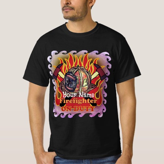 消防士勤務中 消防士Tシャツ Tシャツ (正面)