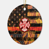 消防士十字架と炎 セラミックオーナメント (左)