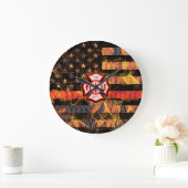 消防士十字架と炎 ラージ壁時計 (ホーム)