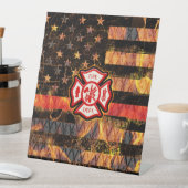 消防士十字架と炎 台座サイン (インサイチュ)