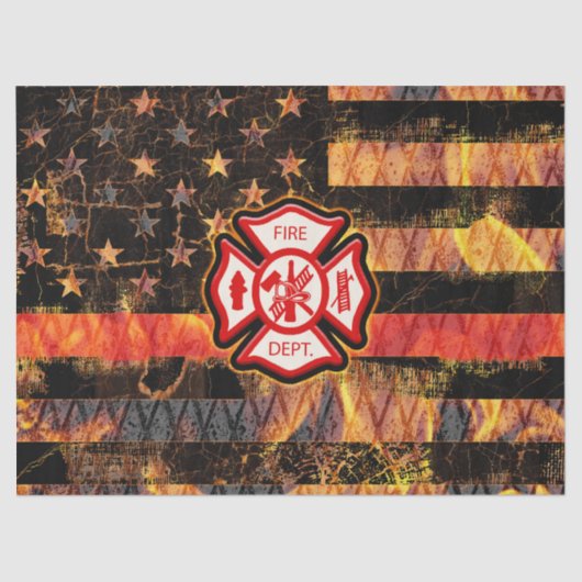 消防士十字架と炎 薄葉紙 (正面)