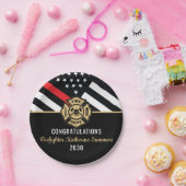 消防士卒業党薄赤線旗 ペーパープレート (パーティー)