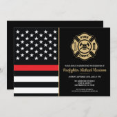 消防士卒業式消防士院旗消防士 招待状 (正面/裏面)