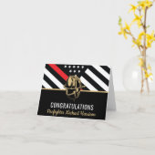 消防士卒業消防士院赤線旗 カード (黄色い花)