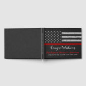 消防士卒業用薄い赤線パーティー ゲストブック (全面)