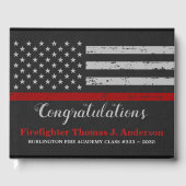 消防士卒業用薄い赤線パーティー ゲストブック (正面)