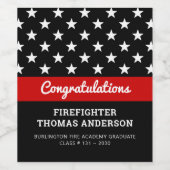 消防士卒業用薄い赤線パーティー ワインラベル (シングルラベル)