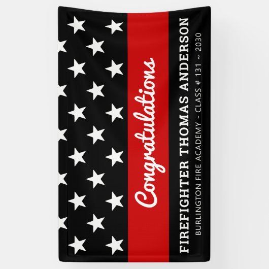 消防士卒業用薄い赤線パーティー 横断幕 (縦)