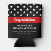 消防士卒業用薄い赤線パーティー 缶クーラー (正面)