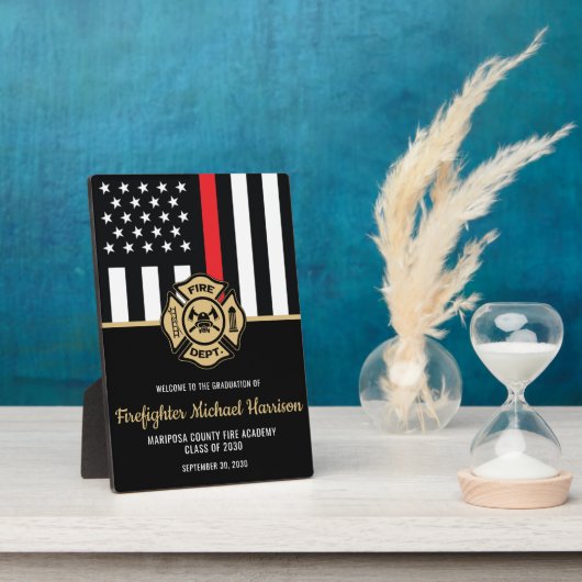 消防士卒業赤旗消防士ウェルカム フォトプラーク (側面)
