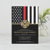 消防士卒業 赤ライン フラッグ 消防隊員 招待状 (スタンド正面)