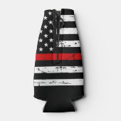 消防士名前をカスタムする薄い赤線 ボトルクーラー (裏面)