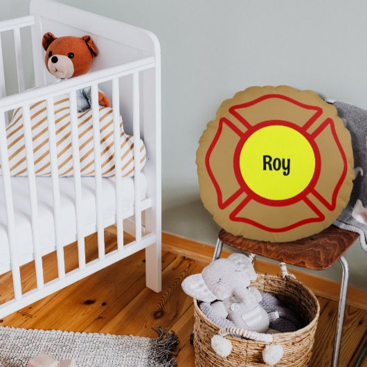 消防士名前をカスタムする ラウンドクッション