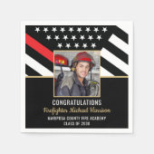 消防士官学校の卒業式消防士写真 スタンダードカクテルナプキン (正面)