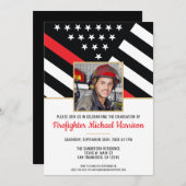 消防士官学校の卒業式消防士写真 招待状 (正面/裏面)