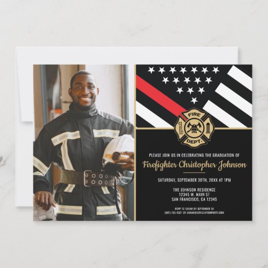 消防士官学校の卒業式消防士写真 招待状 (正面)