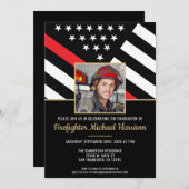 消防士官学校の卒業式消防士写真 招待状 (正面/裏面)