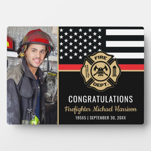 消防士官学校の卒業消防士 フォトプラーク (正面)