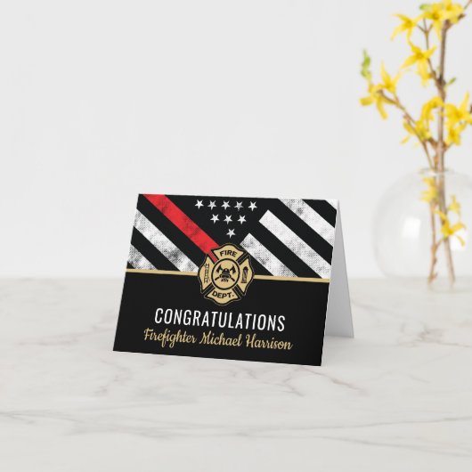 消防士官学校の卒業赤線旗 カード (黄色い花)