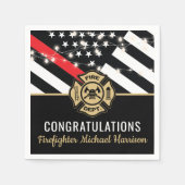 消防士官学校の卒業赤線旗 スタンダードカクテルナプキン (正面)