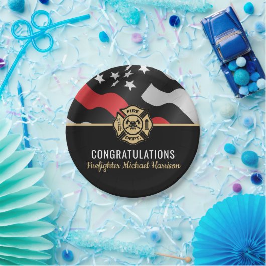 消防士官学校の卒業赤線旗 ペーパープレート (パーティー)