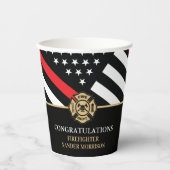 消防士官学校の卒業赤線旗 紙コップ (正面)