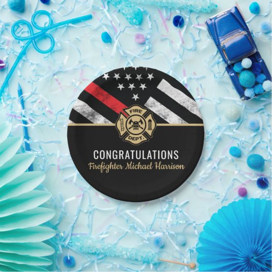 消防士官学校ファイアマン卒業 ペーパープレート (パーティー)