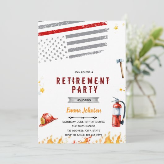消防士引退パーティーの招待状 招待状 (スタンド正面)
