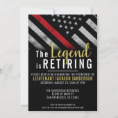 消防士引退パーティーレッドライン旗 消防士 招待状 (正面)