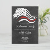 消防士引退パーティー 薄い赤いライン 招待状 (スタンド正面)