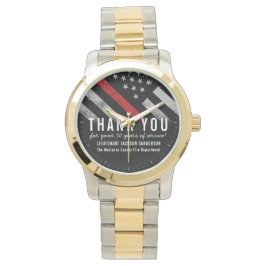 消防士引退記念 赤線 フラッグ 腕時計