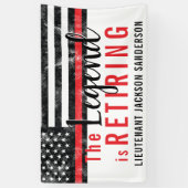 消防士引退 赤線 フラッグ 消防士 横断幕 (縦)