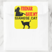 消防士救のシャム猫 スクエアシール (バッグ)