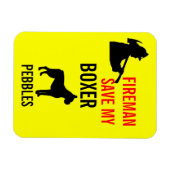 消防士救ボクサーの犬の火の安全 マグネット (横)