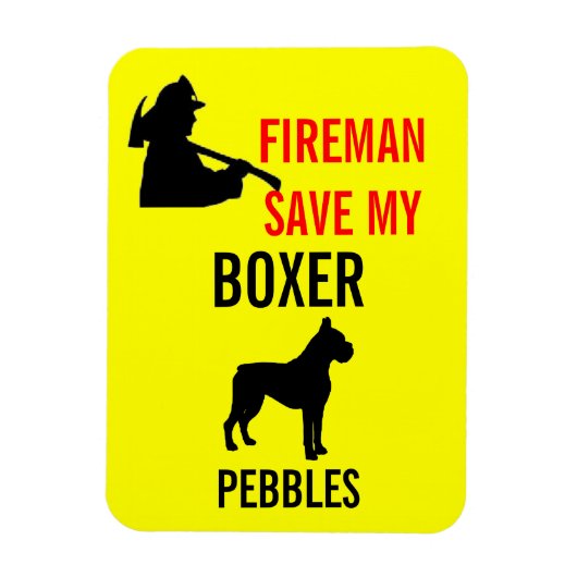 消防士救ボクサーの犬の火の安全 マグネット (縦)