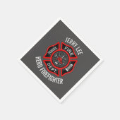 消防士文字名パーソナライズされた スタンダードカクテルナプキン (角)