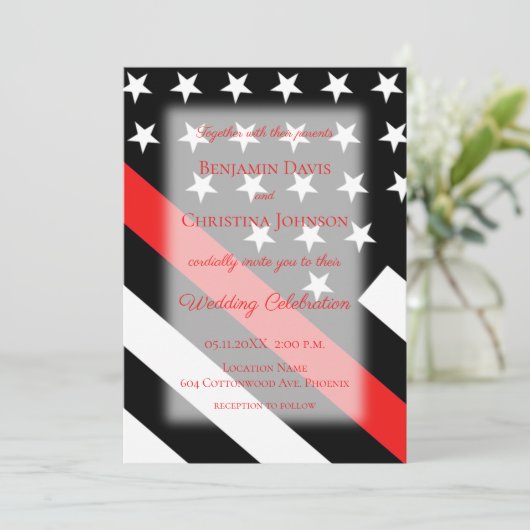 消防士旗結婚式招待状 招待状 (スタンド正面)