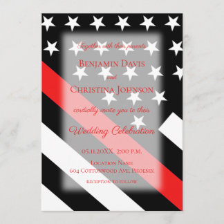 消防士旗結婚式招待状 招待状