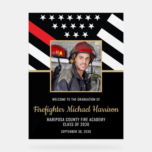 消防士消防士院卒業会写真 アクリルサイン (正面)