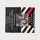 消防士消防士院卒業会写真 タペストリー (正面(横))