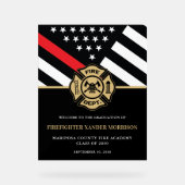 消防士消防士院卒業党歓迎 アクリルサイン (正面)