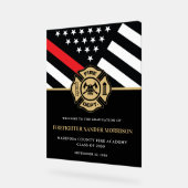 消防士消防士院卒業党歓迎 アクリルサイン (傾斜)