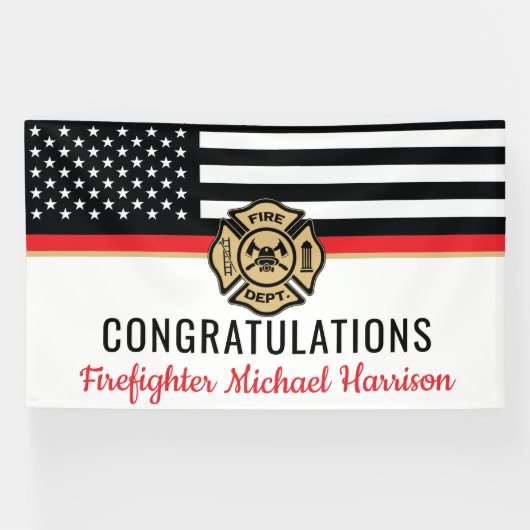 消防士消防士院薄赤線卒業 横断幕 (横)