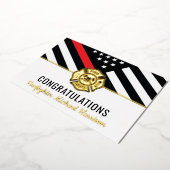 消防士消防士院赤線卒業カード 箔招待状 (回転した状態)