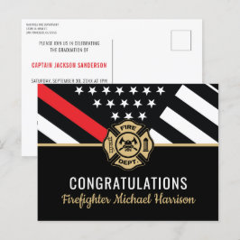 消防士消防士院赤線旗卒業 インビテーションポストカード