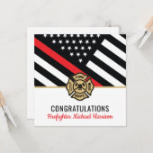 消防士消防士院赤線旗卒業 カード (正面/裏面インサイチュ)