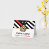 消防士消防士院赤線旗卒業 カード (黄色い花)