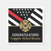 消防士消防士院赤線旗卒業 スタンダードカクテルナプキン (正面)